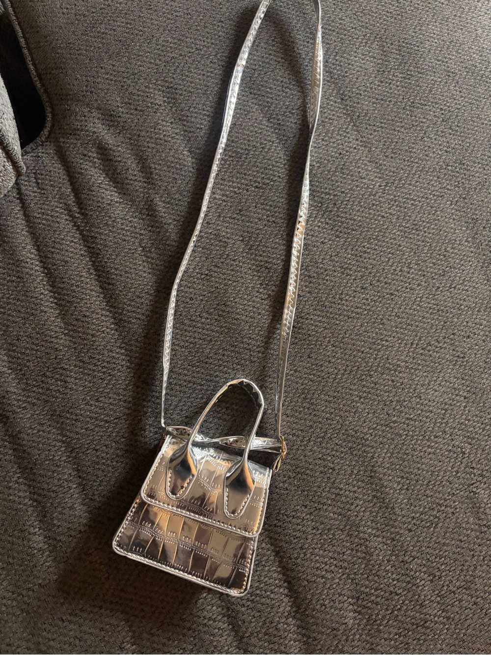 Silver Mini Crossbody Bag - Women's Metallic Shoulder Purse